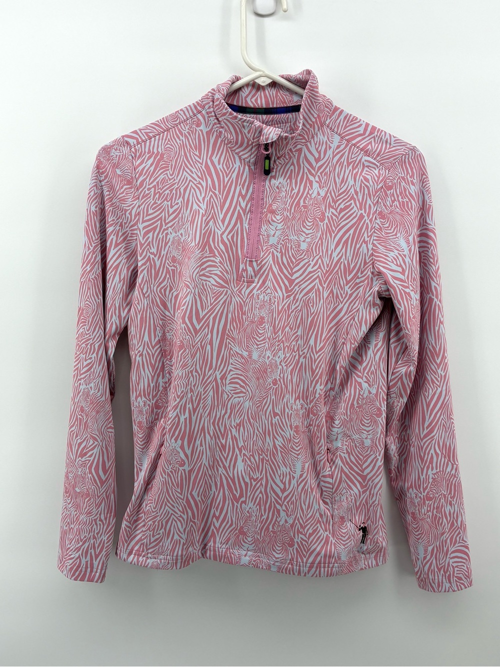 William Murray Golf Pink Zebra-Print Quarter-Zip Long Sleeve Top